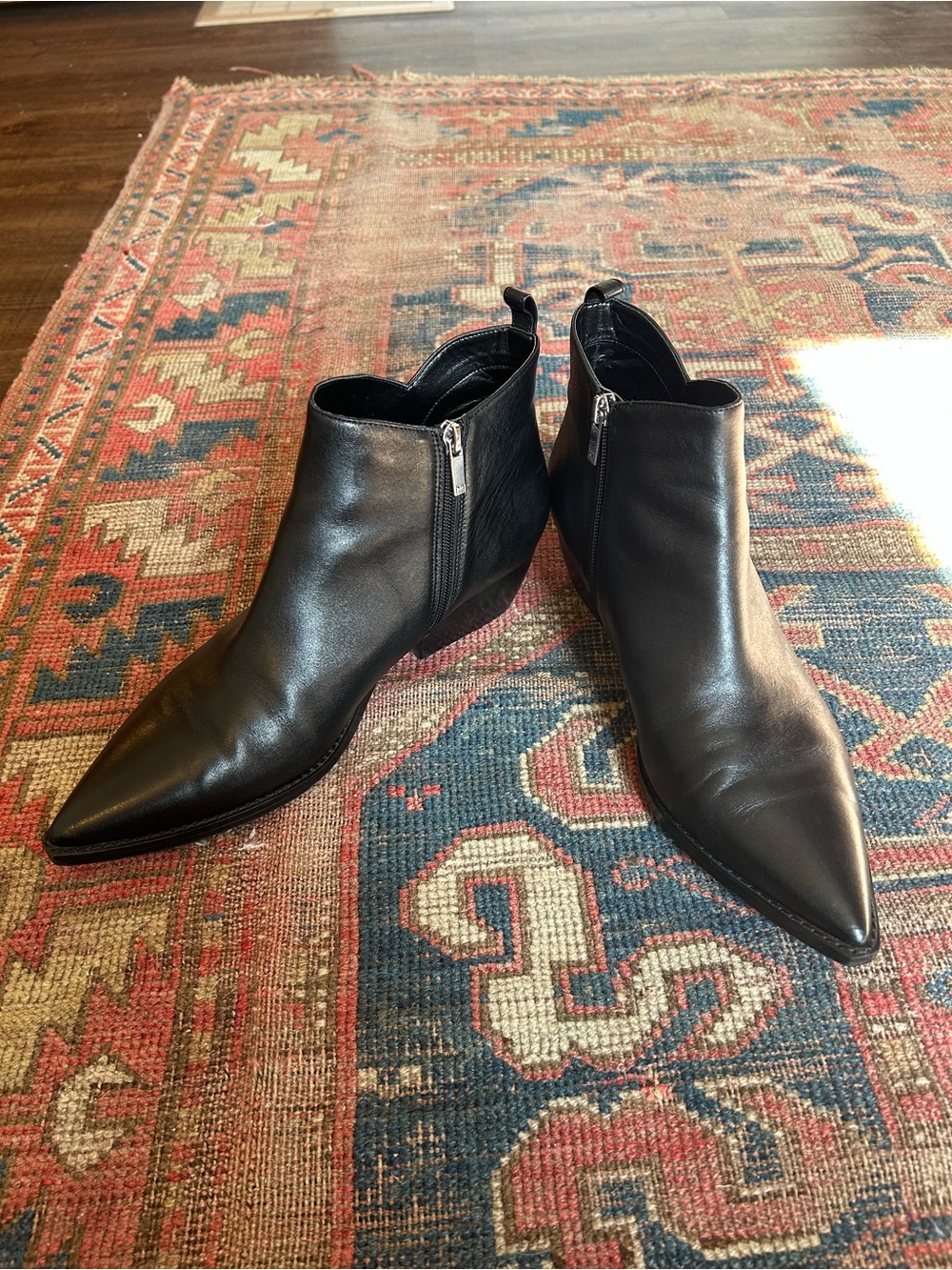Women’s Black Pointed Leather Ankle Boots